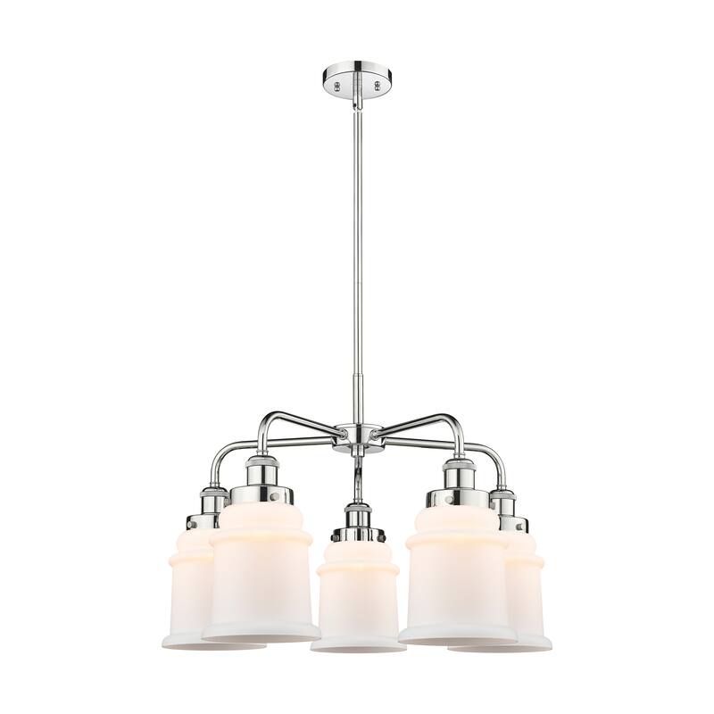 Innovations Lighting Canton - 5 Light 24" Stem Hung Chandelier - Polished Chrome/Matte White
