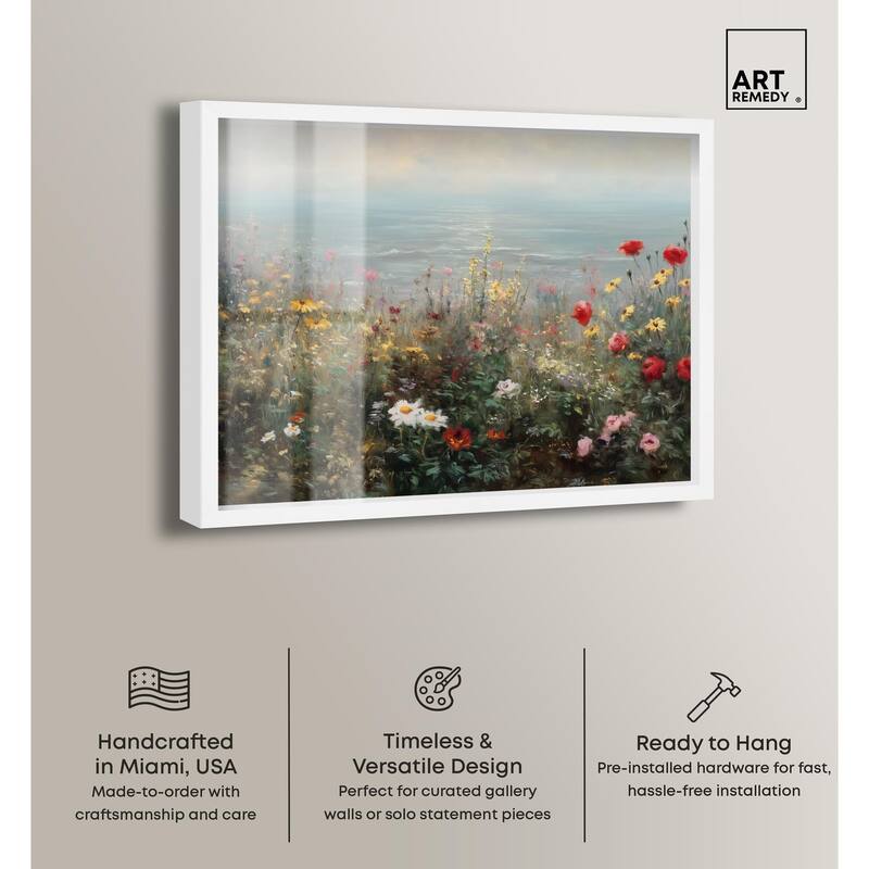Misty Ocean Field I Shadowbox by Art Remedy