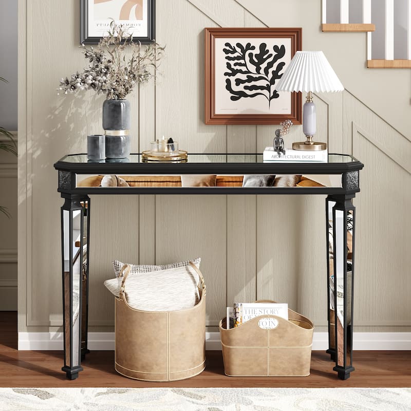 GDF Studio - Rutherford Art Deco Wood and Glass Console Table