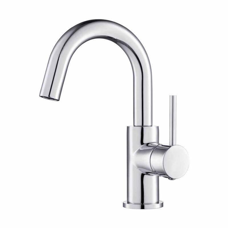 Circular Single Handle High-Arc Bathroom Sink Faucet with Pop Up Drain - Chrome