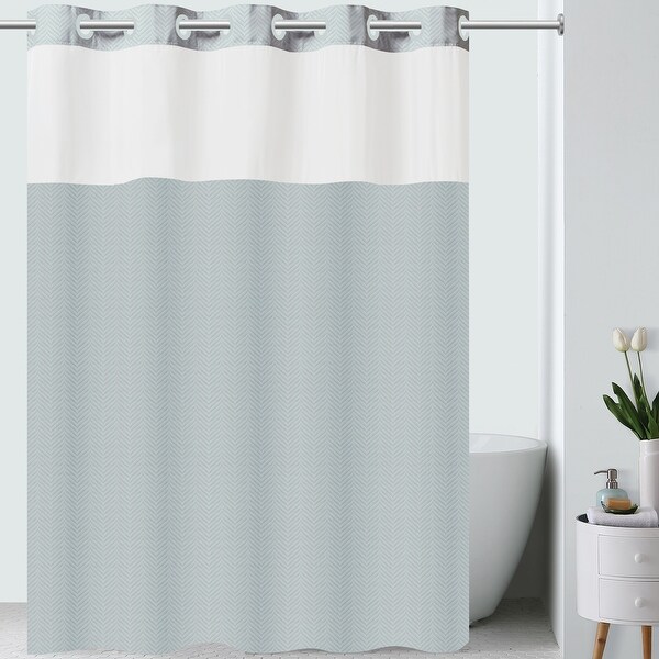 Aqua chevron shower curtain discount