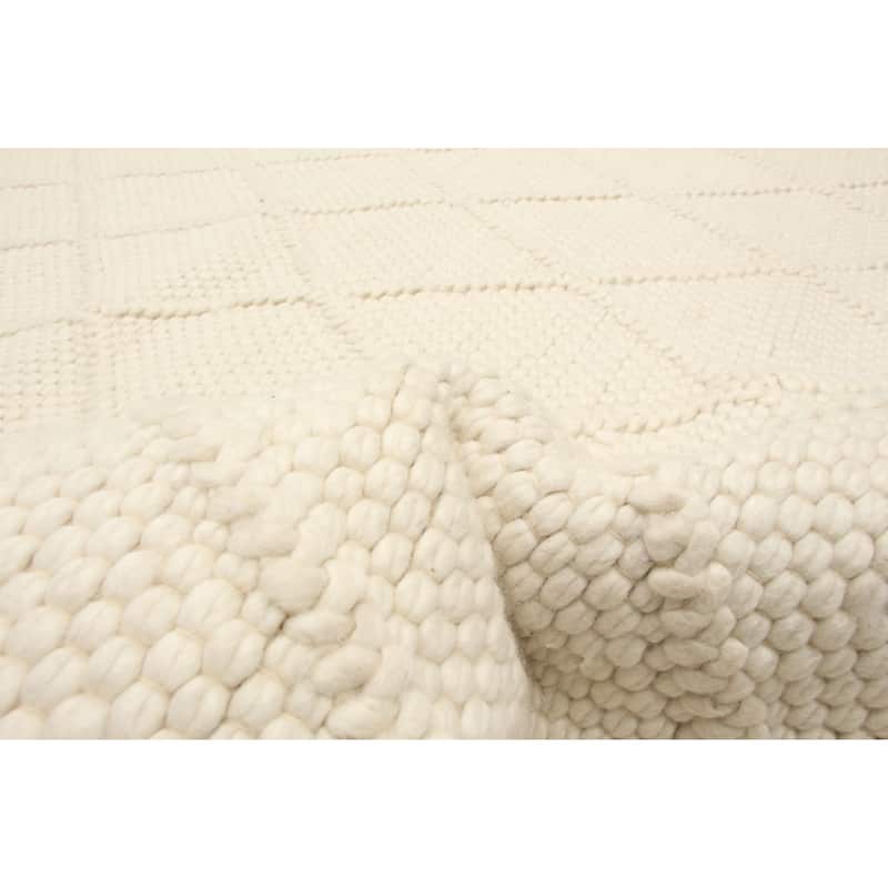 ECARPETGALLERY Braid weave Sienna Cream Wool Rug - 6'2 x 6'2
