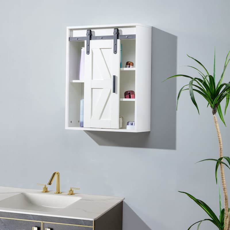Bathroom Wall Mounted Medicine with Sliding Barn Door