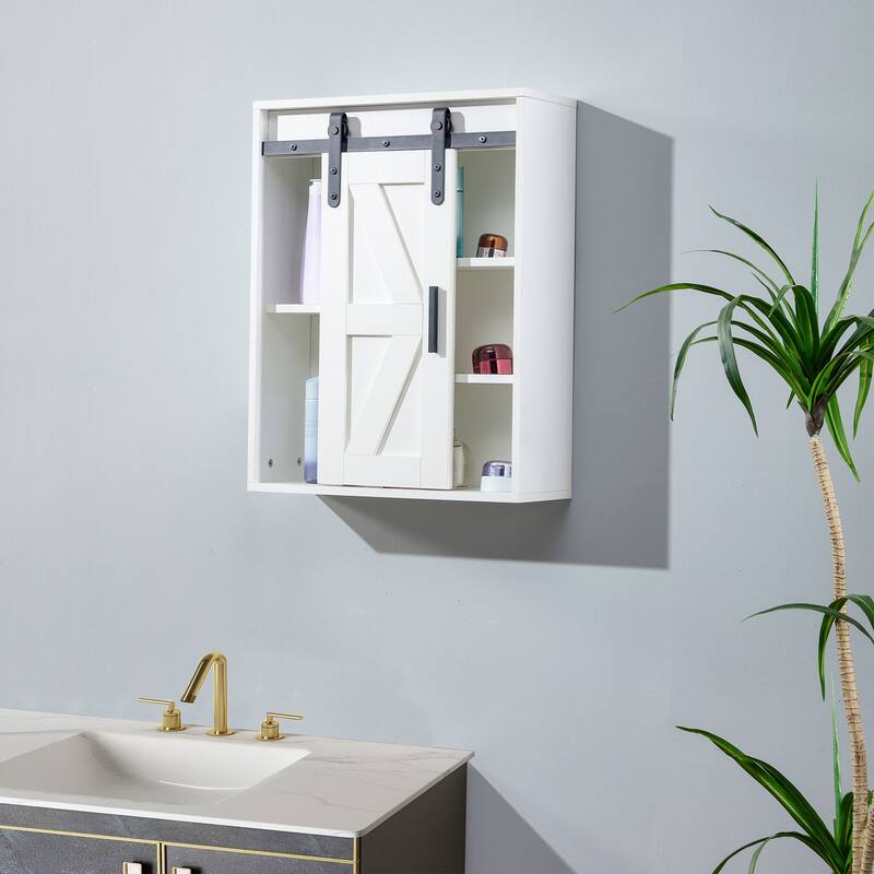 Bathroom Wall Cabinet With Sliding Door Multi-functional Storage Cabinet Wall Mounted For Bathroom Kitchen Laundry Room