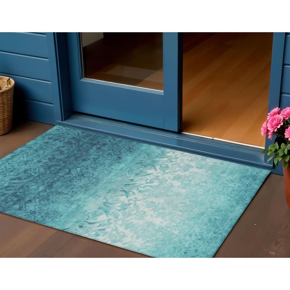 HomeRoots Damask Transitional Rectangle Outdoor Rug