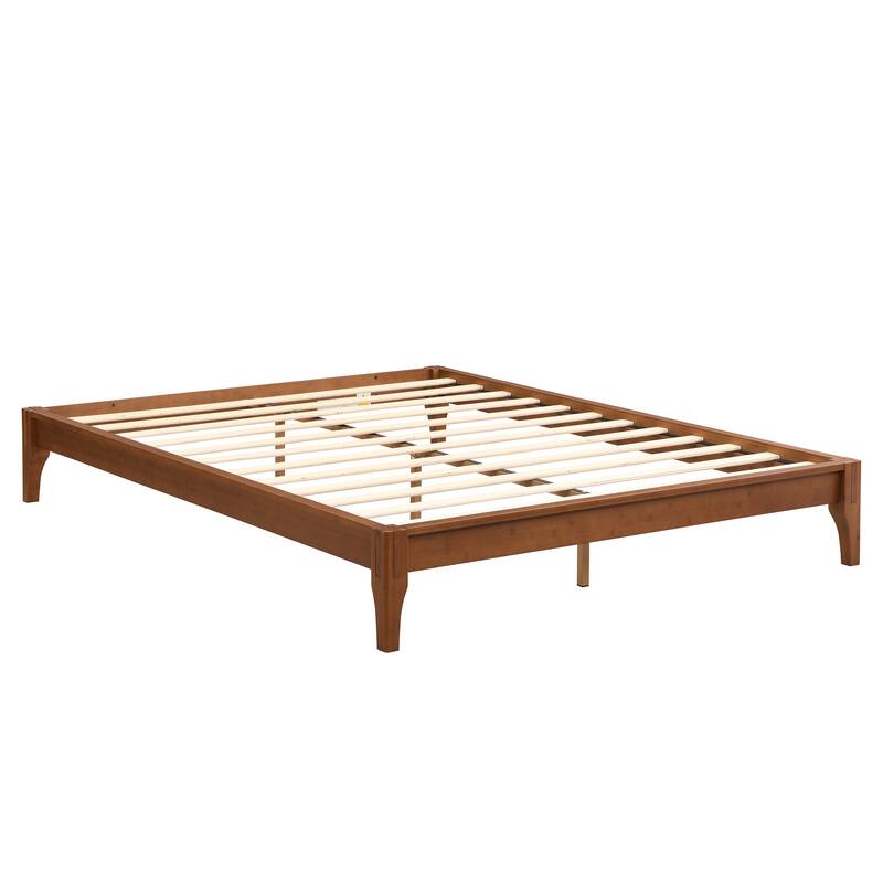 Bamboo Bed Frame Modern Platform Bed Wood Slat Support Low Profile Bed Open Frame with Under Bed Storage and Center Support Legs