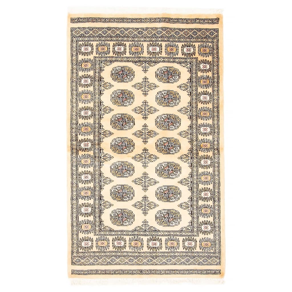 ECARPETGALLERY Hand-knotted Peshawar Bokhara Beige Wool Rug - 3'1 x 5'0