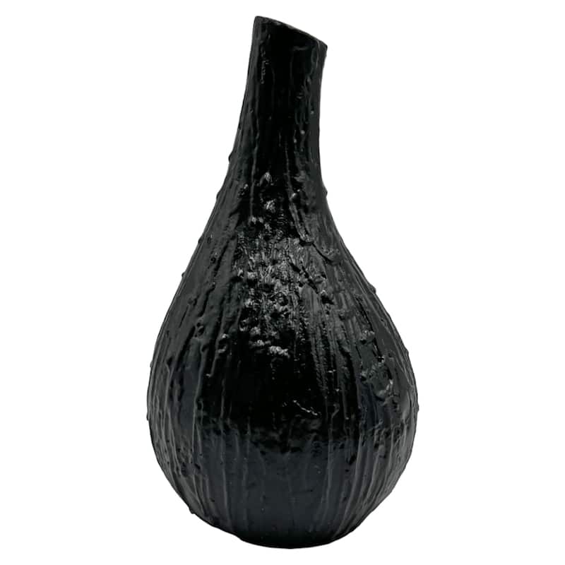12 Inch Tall Decorative Handmade Aluminum Bottle Flower Vase in Black