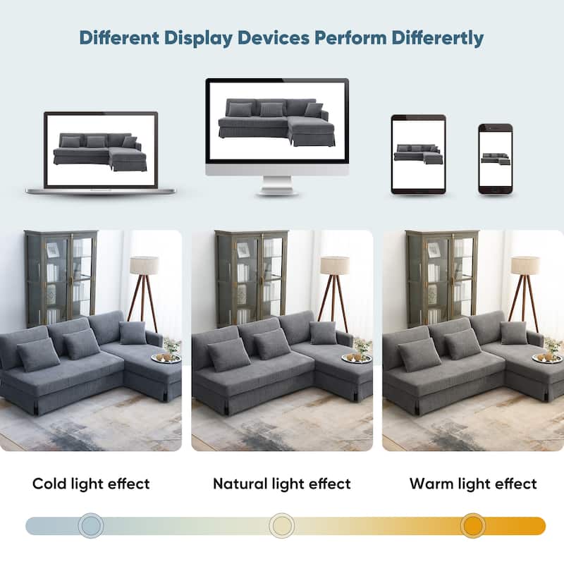 87" Modern L Shaped Sofa with Reversible Chaise,Corduroy Upholstered Sectional Sofa with Pillows