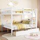 preview thumbnail 5 of 16, Full over Full Rubber Wood Bunk Bed w/ 2 Drawers, Convertible into 2 Full Beds, Full Size Loft Bed with Ladder, White