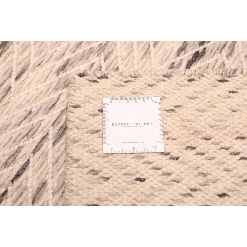 ECARPETGALLERY Braid weave Sienna Light Grey Wool Rug - 5'4 x 7'4