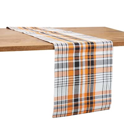 Zelda Orange Plaid Halloween Cotton Table Runner