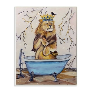 Stupell Regal Jungle Lion In Blue Claw Bath Wood Wall Art Bed Bath