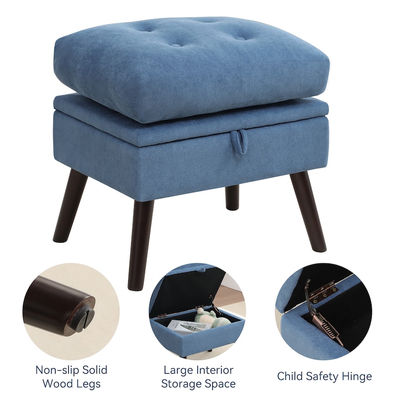 HOMYKA Upholstered Chaise Lounge Chair with Adjustable Backrest Storage Ottoman