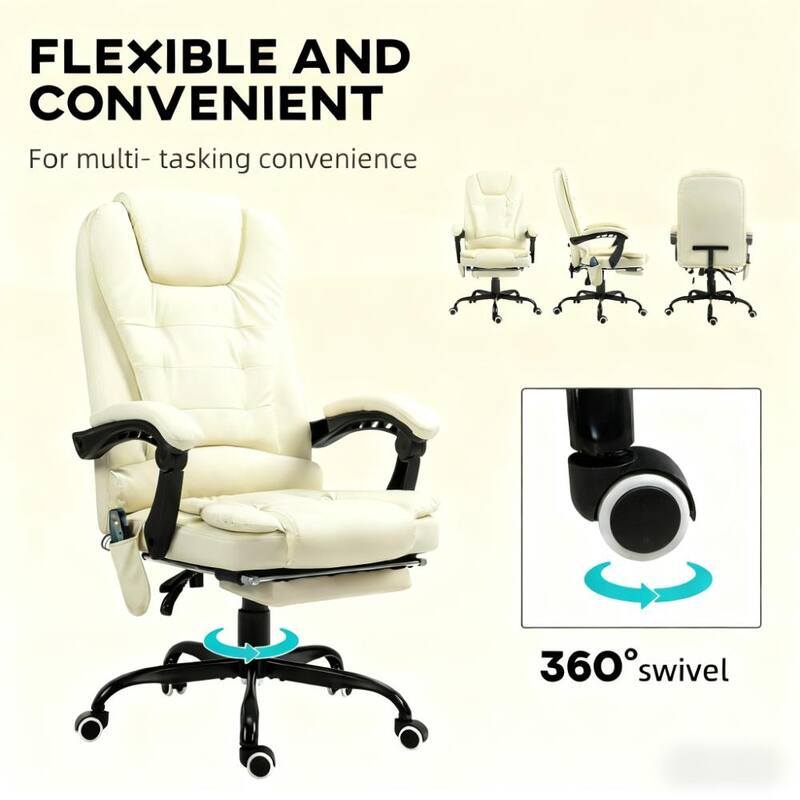 Massaging Office Desk Chair, Massage Office Chair High Back with Lumbar Support, Footrest