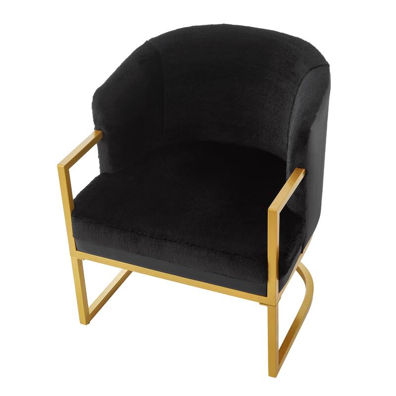 Modern Accent Chair Cozy Armchair Upholstered Reading Chair with Gold Metal Frame Living Room, Bedroom, or Office