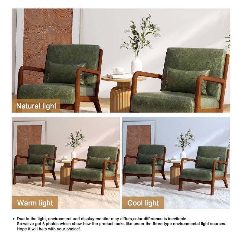 2 Set Mid Century ModernUpholstered Accent Chairs Armchair with Pillow