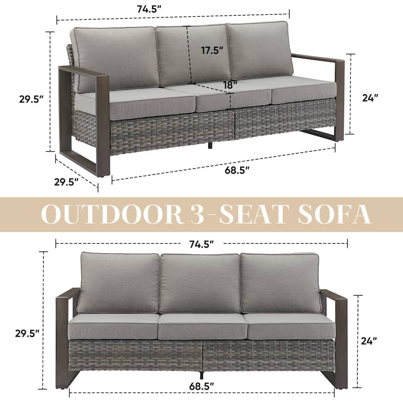3-Seat Outdoor Couch with Deep Seating Sofa