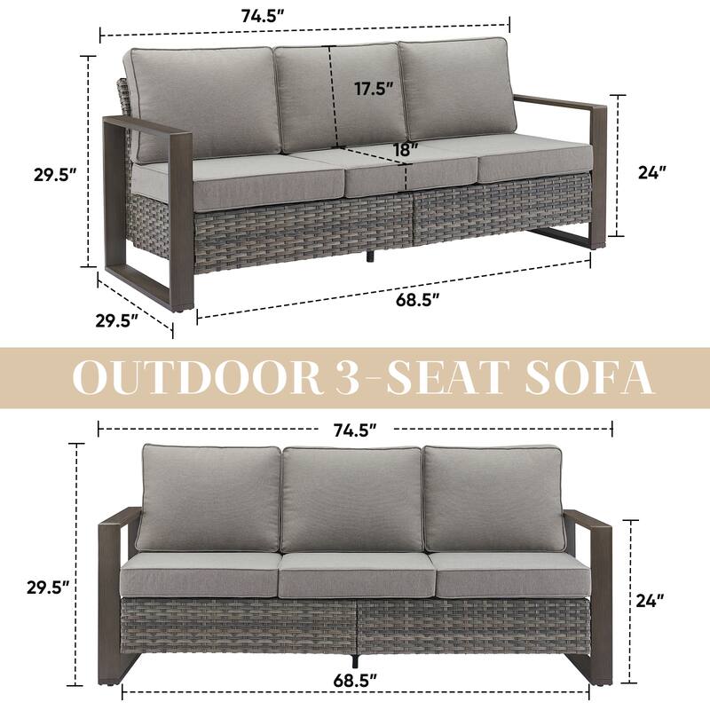 Gymojoy Outdoor 3-Seat Sofa - Durable All-Weather PE Wicker