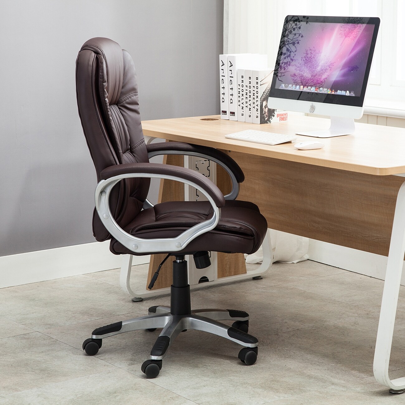 Shop Belleze Ergonomic Office Faux Leather Cushion Executive Chair