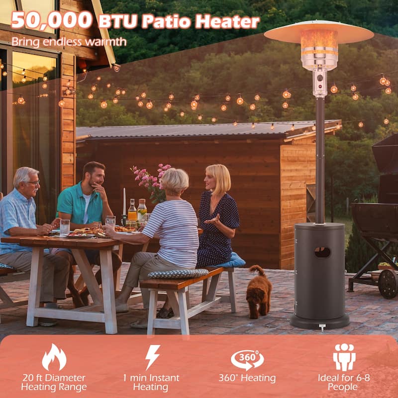50000 BTU Propane Patio Heater with Round Table Design Adjustable Temperature Control Knob - 32" x 87"