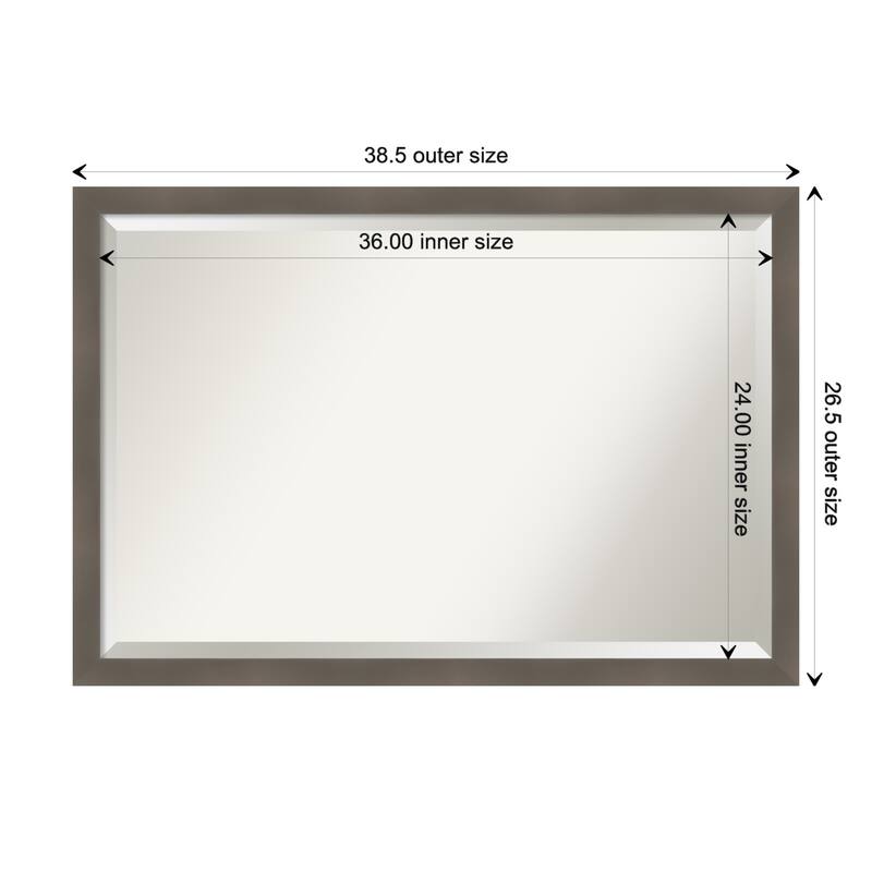 Edwin Beveled Wood Framed Wall Mirror - Edwin Clay Grey - Glass Size 36x24