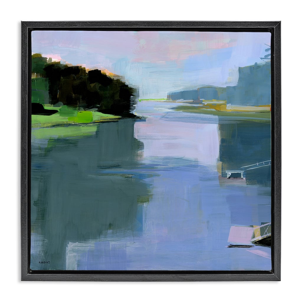 Stupell Water Reflection Abstract Framed Floater Canvas Wall Art Design By Kathleen Robbins
