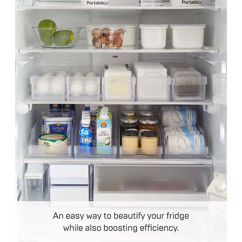 Yamazaki Home Refrigerator Organizer Bin - Three Styles, ABS Plastic, All-Purpose - L 4.33 x W 14.76 x H 3.23 inches
