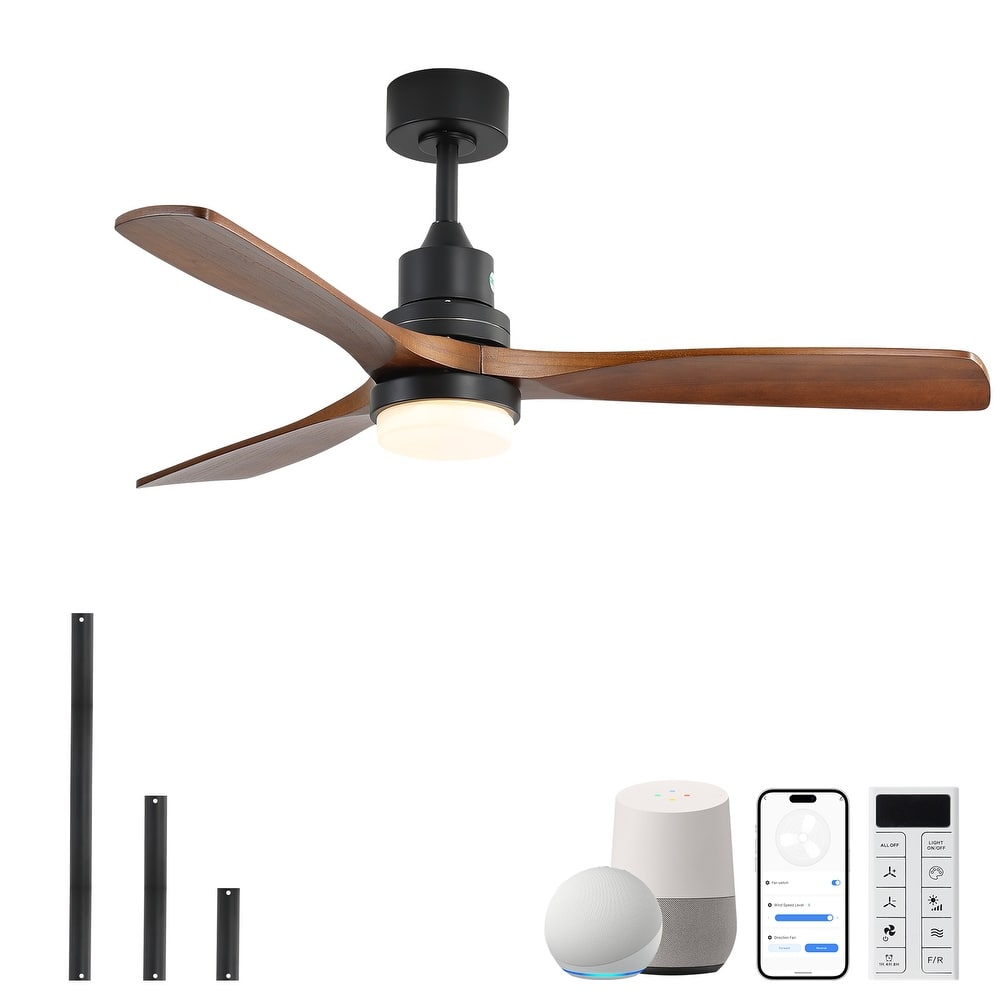 Sofucor 52 Inch Ceiling Fan with Light and Remote,Smart Optional,Quiet DC Motor for Bedroom Living Room Farmhouse Patio Porch