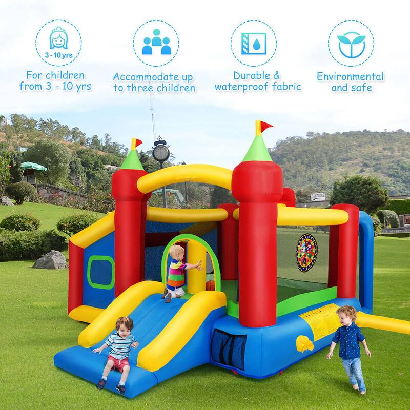 Gymax Kids Inflatable Bounce House Play Slide Jumping Castle Ball Pit