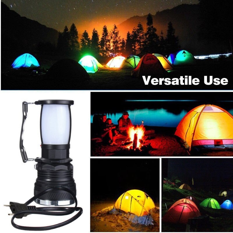LED Flashlight Rechargeable Solar Power Camping Tent Light Torch Lantern  HQ P 