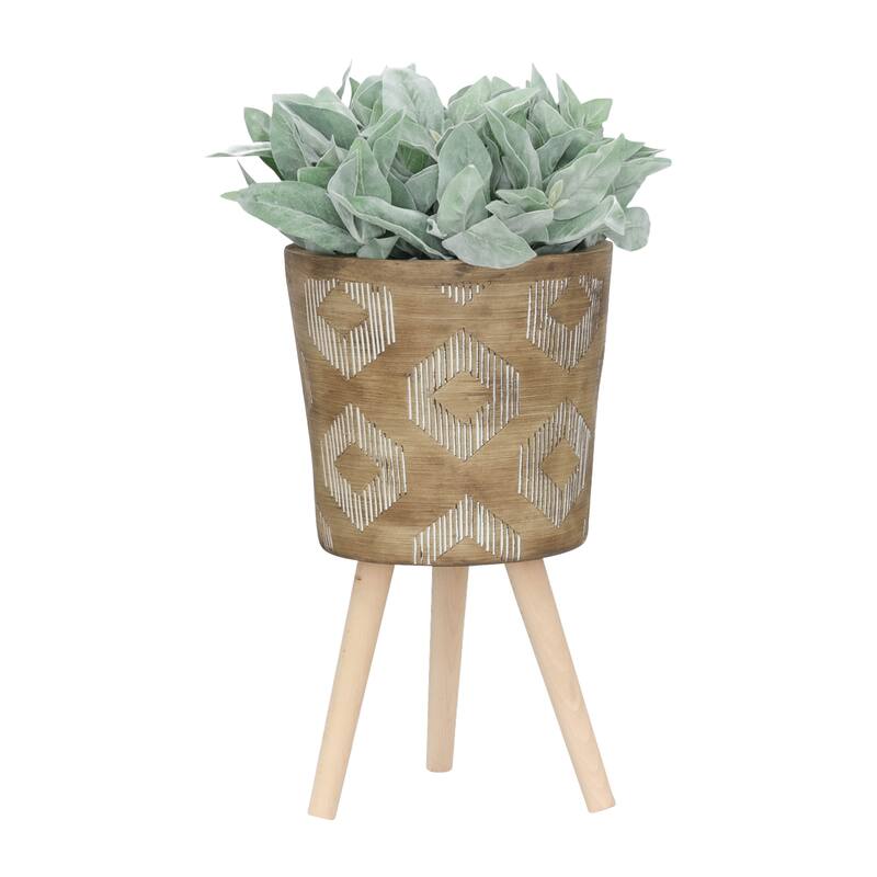 Sagebrook Home Elegant Magnesia and Beech Wood Planters - Perfect Home & Garden Accent