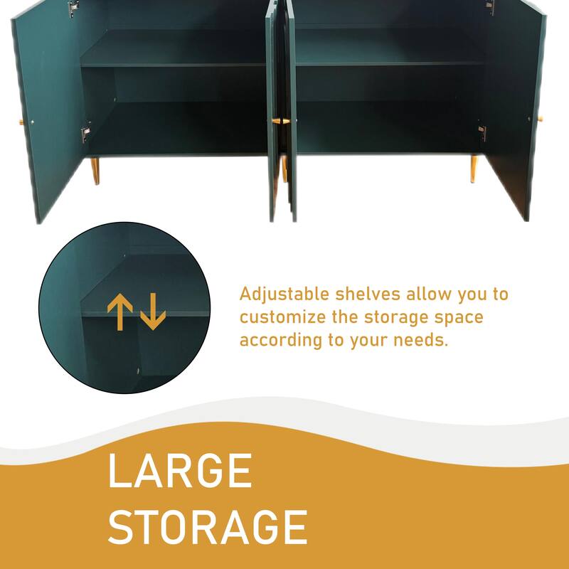 60 Inch Modern Sideboard with 4 doors and Adjustable Shelves