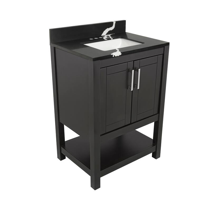 Taos 25" Bathroom Vanity with Cultured Marble Vanity Top Sink in White with White Basin