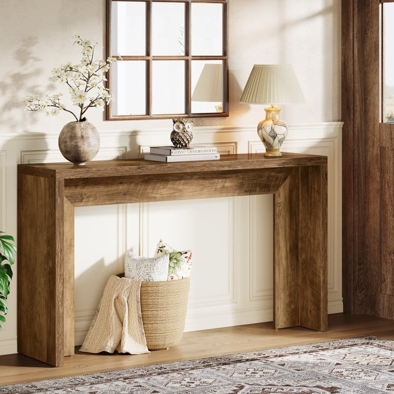55.1-Inch Wood Long Console Table Sofa Table for Entryway Living Room
