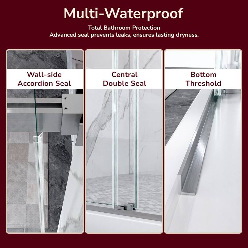 GDFStudio - Modern Minimalist Frameless Double Sliding Shower Door with 3/8" SGCC Tempered Glass & Stainless Steel Hardware