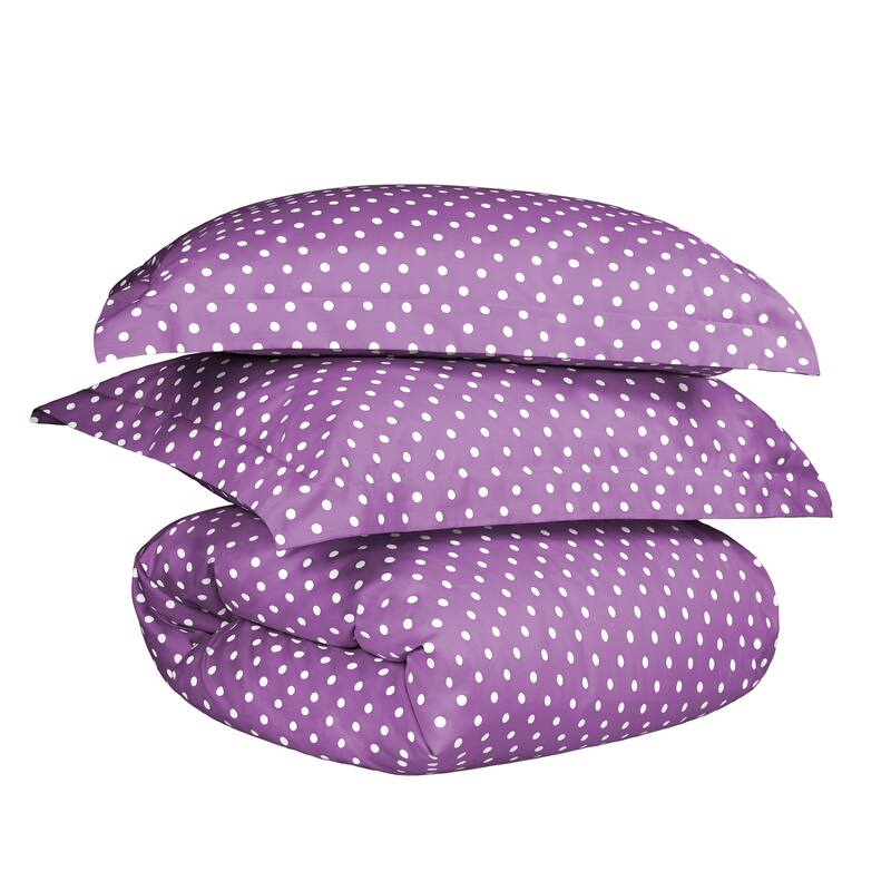 Superior Thread Count 600TC Polka Dot Cotton Blend Duvet Cover Set