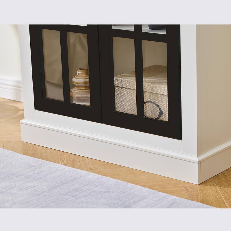 Roomfitters 71.2'' Pantry Cabinet with Glass Door, Farmhouse Display Cabinet with Storage for Kitchen and Hallways