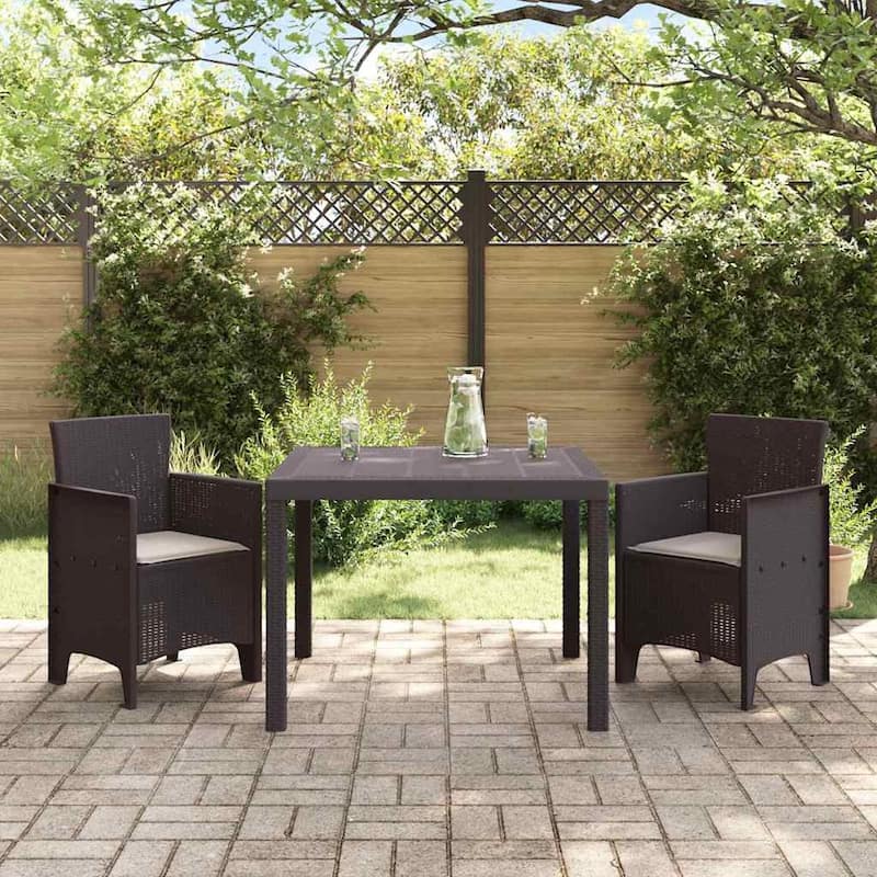 vidaXL Garden Dining Set 3/5 pcs Anthracite/Brown Polt rattan - 100 x 100 x 73 cm