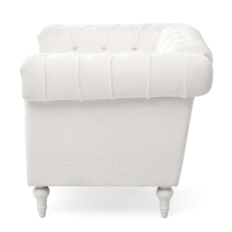 38.98" Buttons Tufted Accent Chair with Birch Legs