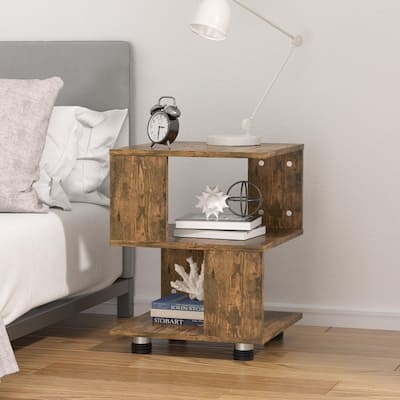 Tatami Magic Cube Nightstands with Classic Modern 2-Tier Rectangle Hollow Design