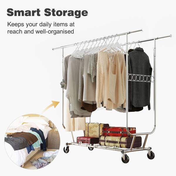 Shop Langria Heavy Duty Rolling Commercial Double Rail Clothing