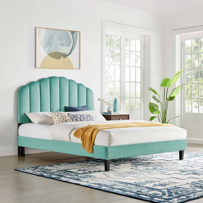 Daisy Performance Velvet Queen Platform Bed