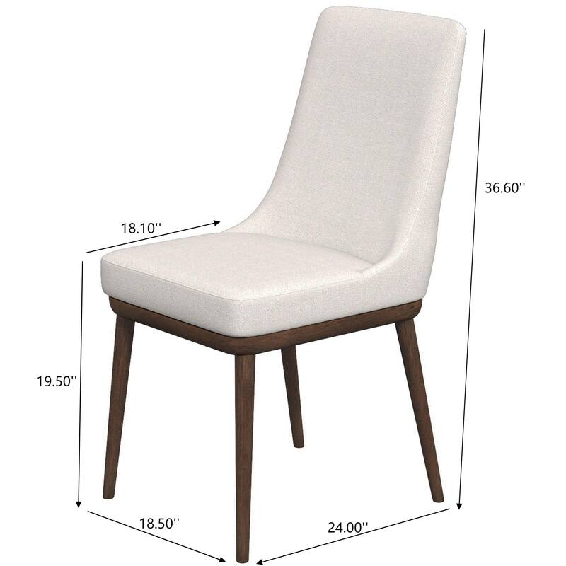 GDFStudio - Kate Modern Mid-Century Dining Chair with Curved Backrest & Upholstered Seat, Set of 2 - 24"