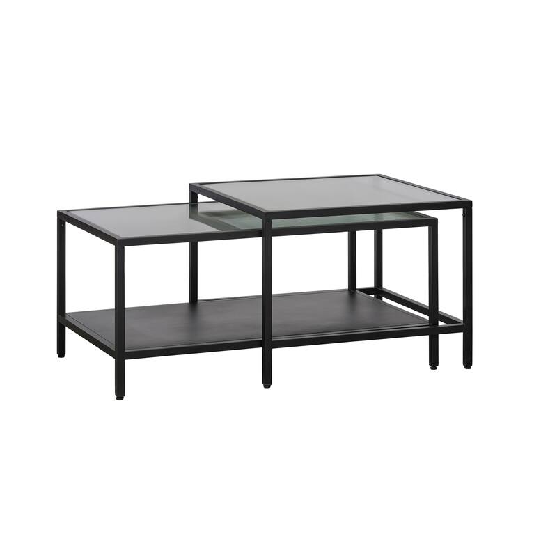 Rye Studio Brianne Metal and Fluted Glass Nesting Coffee Tables