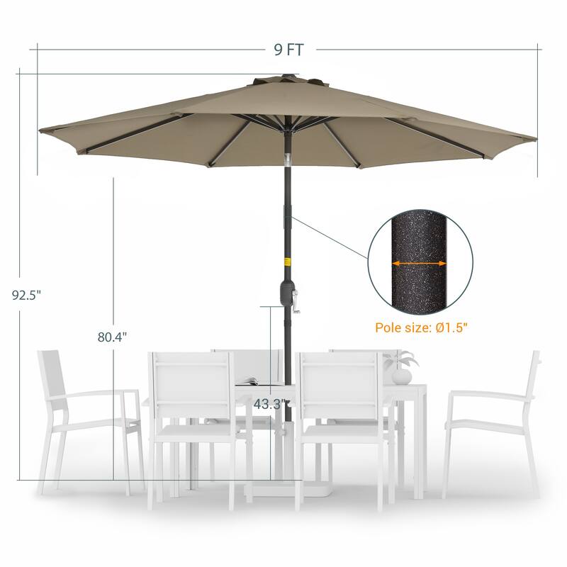LIVOOSUN 9ft Patio Umbrella Outdoor Table Umbrella with Tilt and Crank