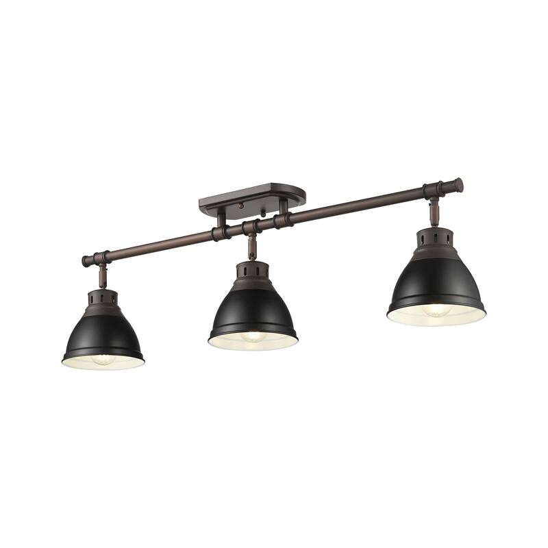 Yep by Golden Lighting Duncan 3-light Semi-Flush Mount in Rubbed Bronze and Matte Black shade