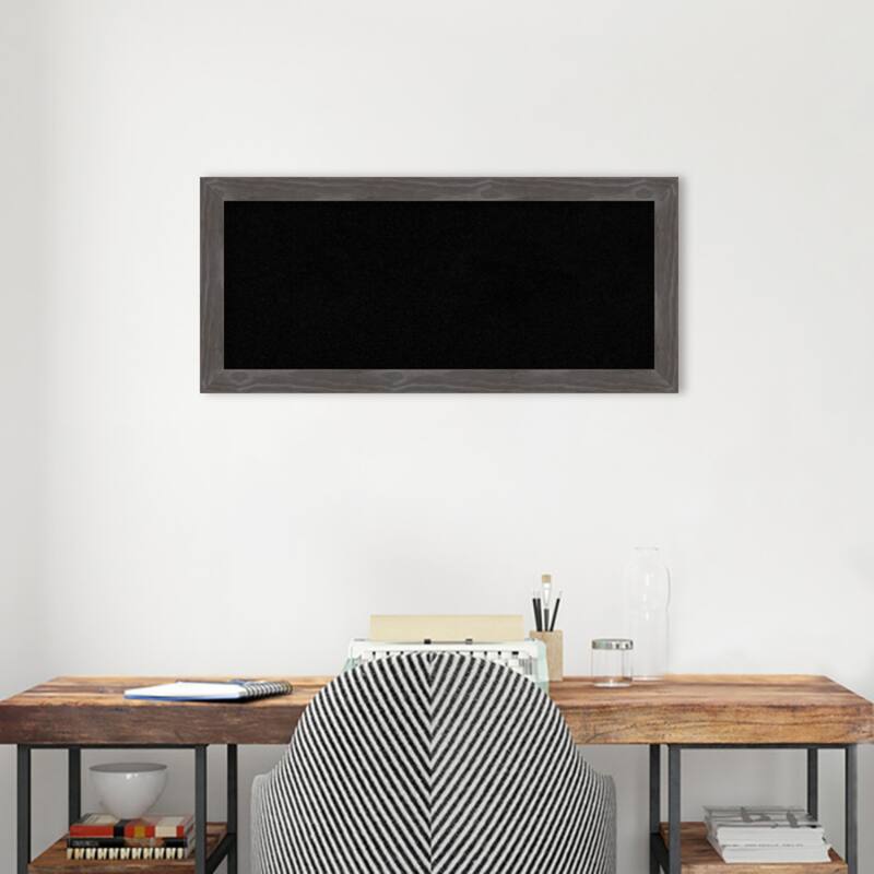 Woodridge Rustic Grey Wood Framed Black Corkboard Bulletin Board