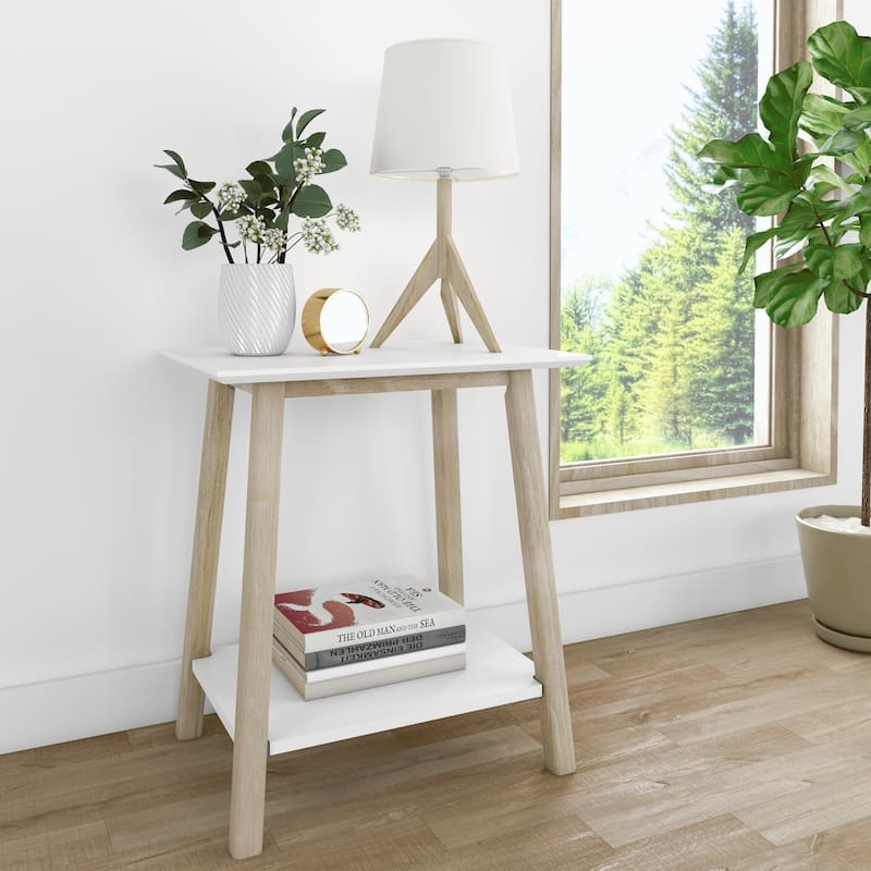 Max and Lily Scandinavian End Table Nightstand - White/Blonde
