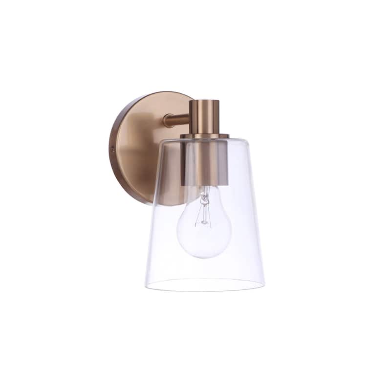 Craftmade 126051 Emilio 8" Tall Bathroom Sconce with Clear Glass Shade - Satin Brass